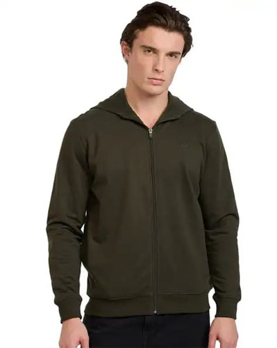 Solid green hoodie with zip up