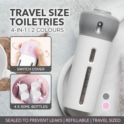 Leakproof Skin Care Plastic Smart Travel Bottle Set for Lotion Shampoo 4 in 1
