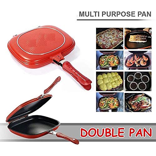 Double Sided Fry Pan Die-Casting Grill Pan Non-Stick Baking Tray Barbecue Cooking Tool Durable Gas Cookware