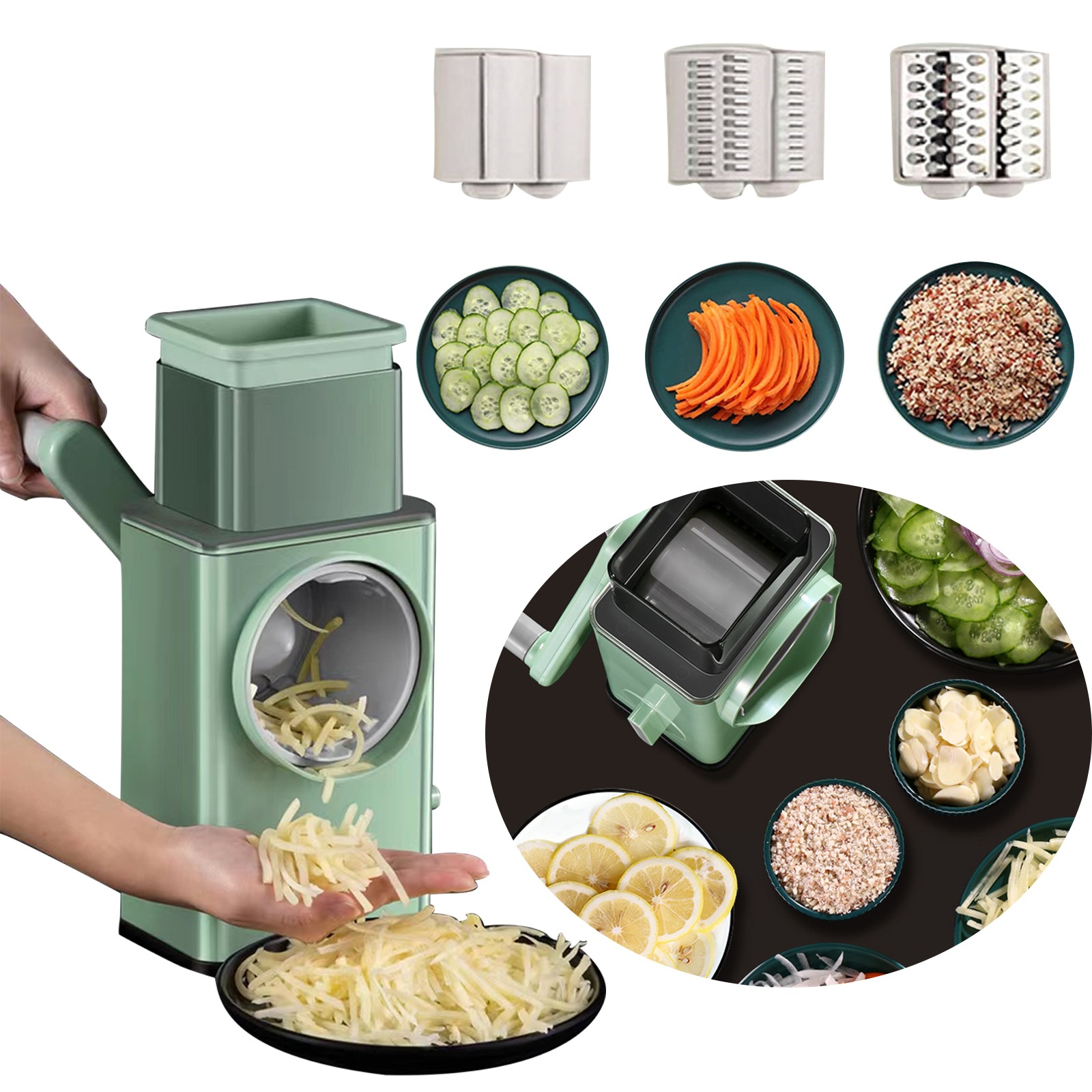2022 New Drum Vegetable Cutter Hand-crank Multifunction Food Processor Fruit Potato Grater Slicer Kitchen Tool