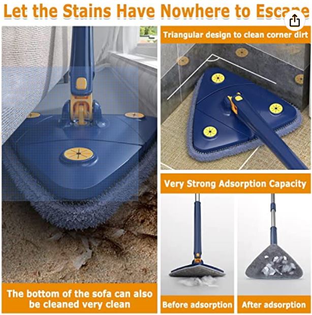 360° Rotating Adjustable Cleaning Mop with Automatic Water Compression, Multifunctional Rotating Mop for Cleaning Tiles Walls Glass