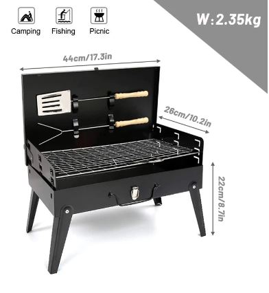 Portable BBQ Grill Folding Charcoal Grill Outdoor Stainless Steel BBQ Grill Camping Cooking Picnic Barbecue Tools