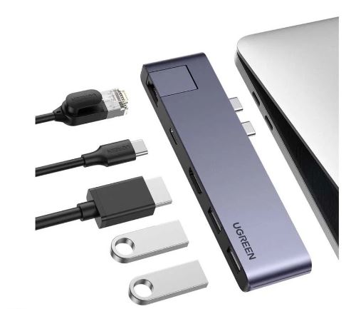 UGREEN 50984 DUAL USB-C TO 2 USB + HDMI + LAN MULTIFUNCTIN ADAPTER