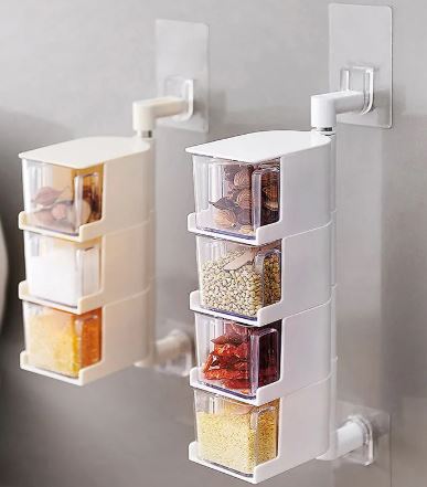 New Spice Rack Kitchen 360 Degree Rotating Wall Mount 2/3/4 Layer Seasoning Storage Box Organizer Container Rack Dropshipping
