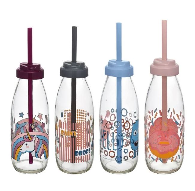 Bottle with straw (Glass)